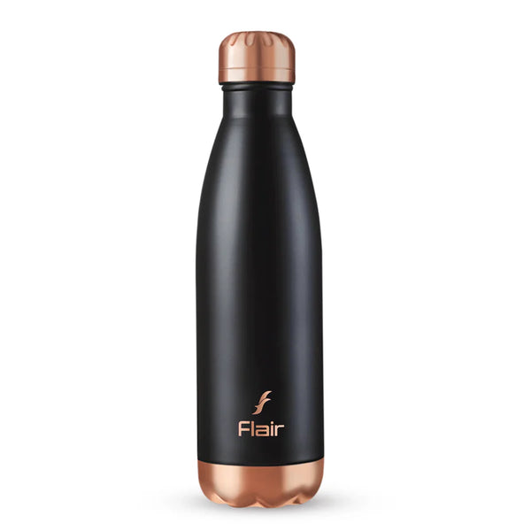 Spark 500 ml Vacuum Insulated Bottle | 304 Stainless Steel Inside & Outside | Hot & Cold | Elegant Black Finish
